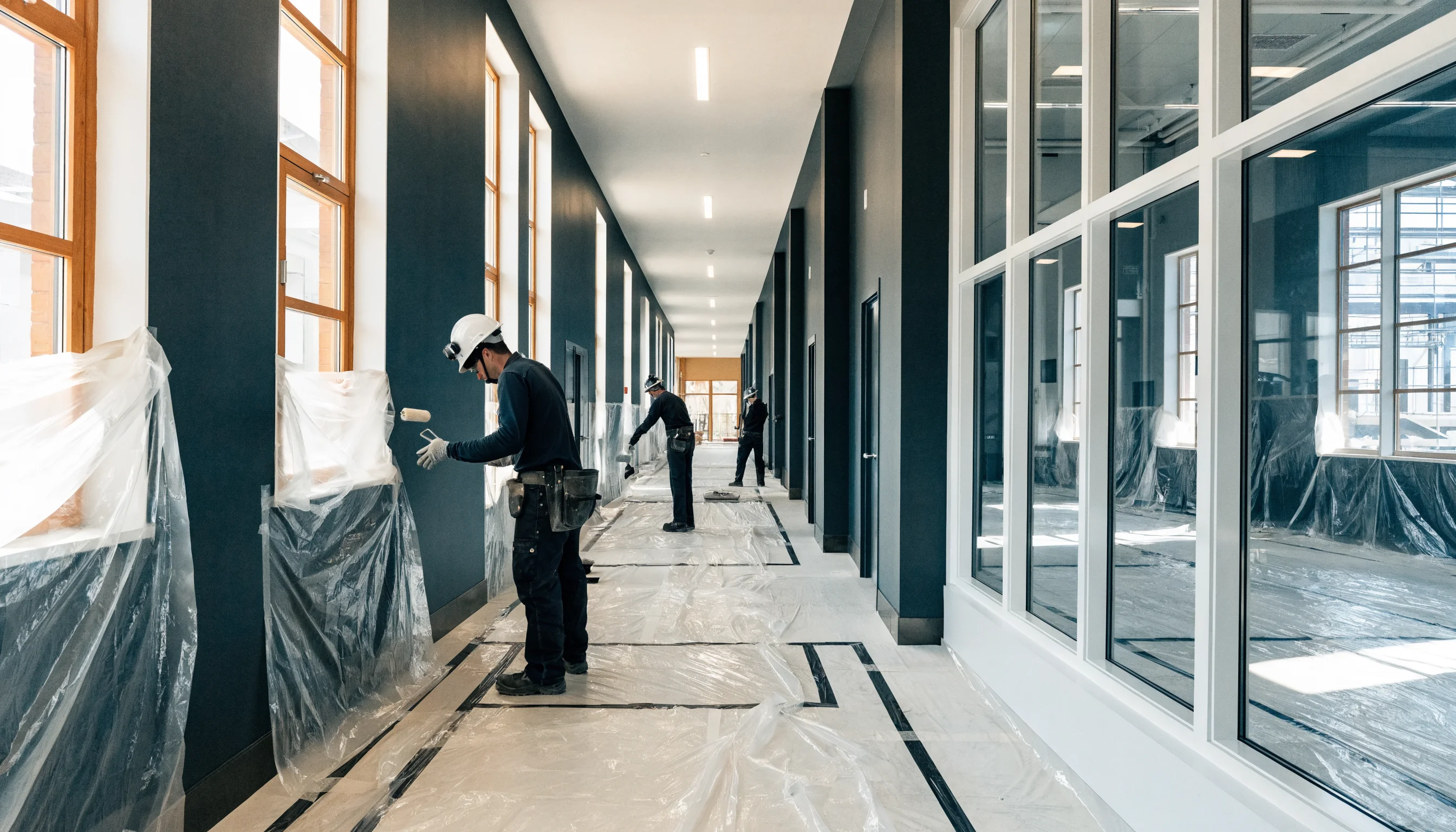 Commercial finishing in a healthcare or institutional facility